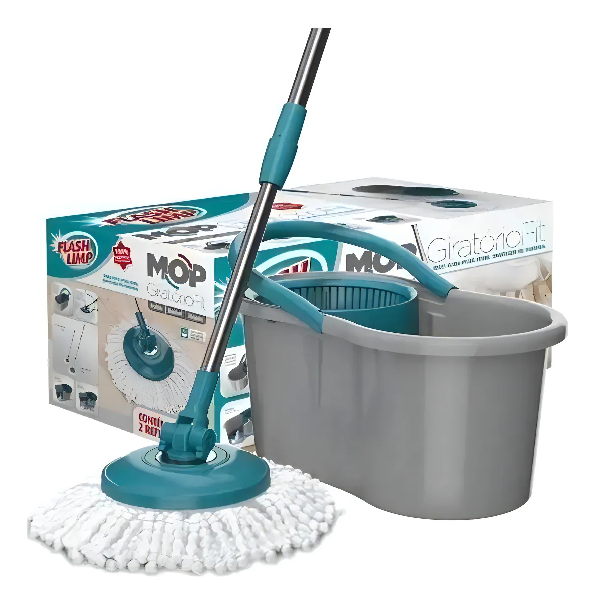 Mop Flash Limp Giratório Fit com Balde-Centrífuga