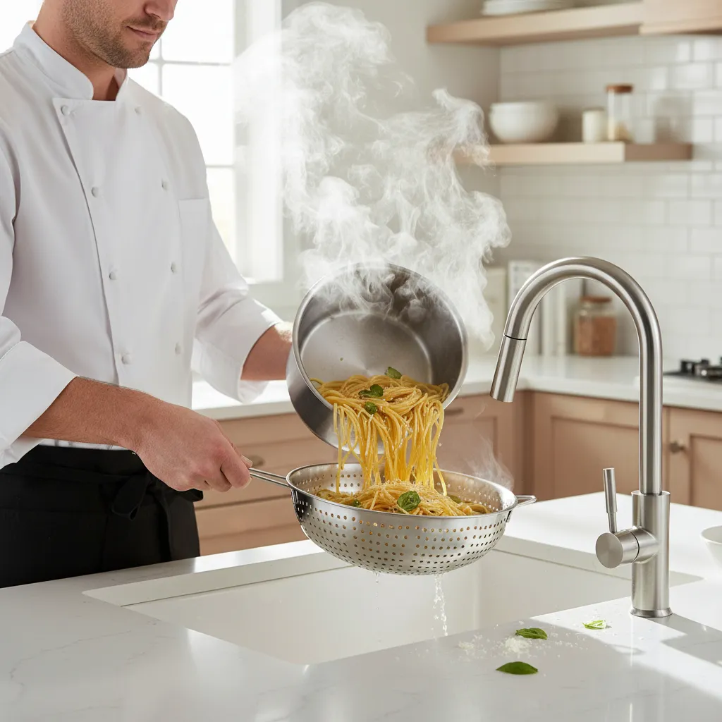 Escorredor de Massa, Arroz, Salada Inox com Cabo 20cm