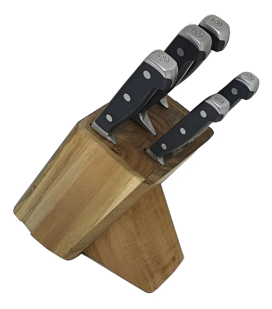 Jogo de Facas com Cepo em Madeira Chef Kitchen Mundial - 5 Peças